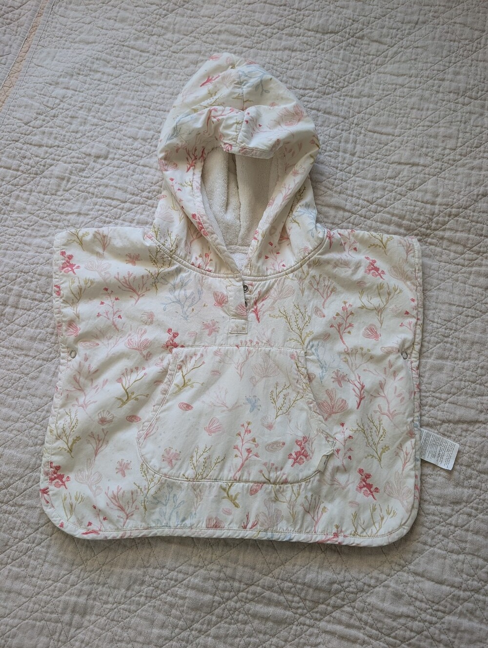 Pehr Hooded Poncho Towel Sea Bloom 12-12 Months